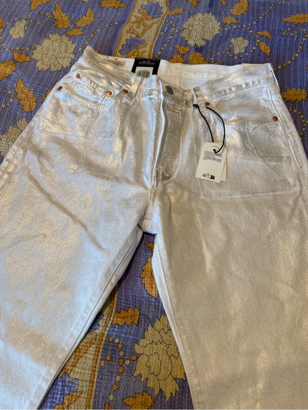 Levi’s Premium COATED 501® '90S WOMEN'S JEANS 28 x 30 Luminary White - Picture 7 of 10